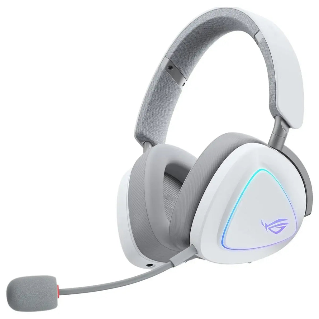Asus Rog Delta II Wireless Gaming Headset, BT, ROG SpeedNova 2.4GHz, 3.5mm, 50mm Titanium-Plated Drivers, 10mm Super-Wideband Mic, 110HR Battery, DualFlow Audio, White