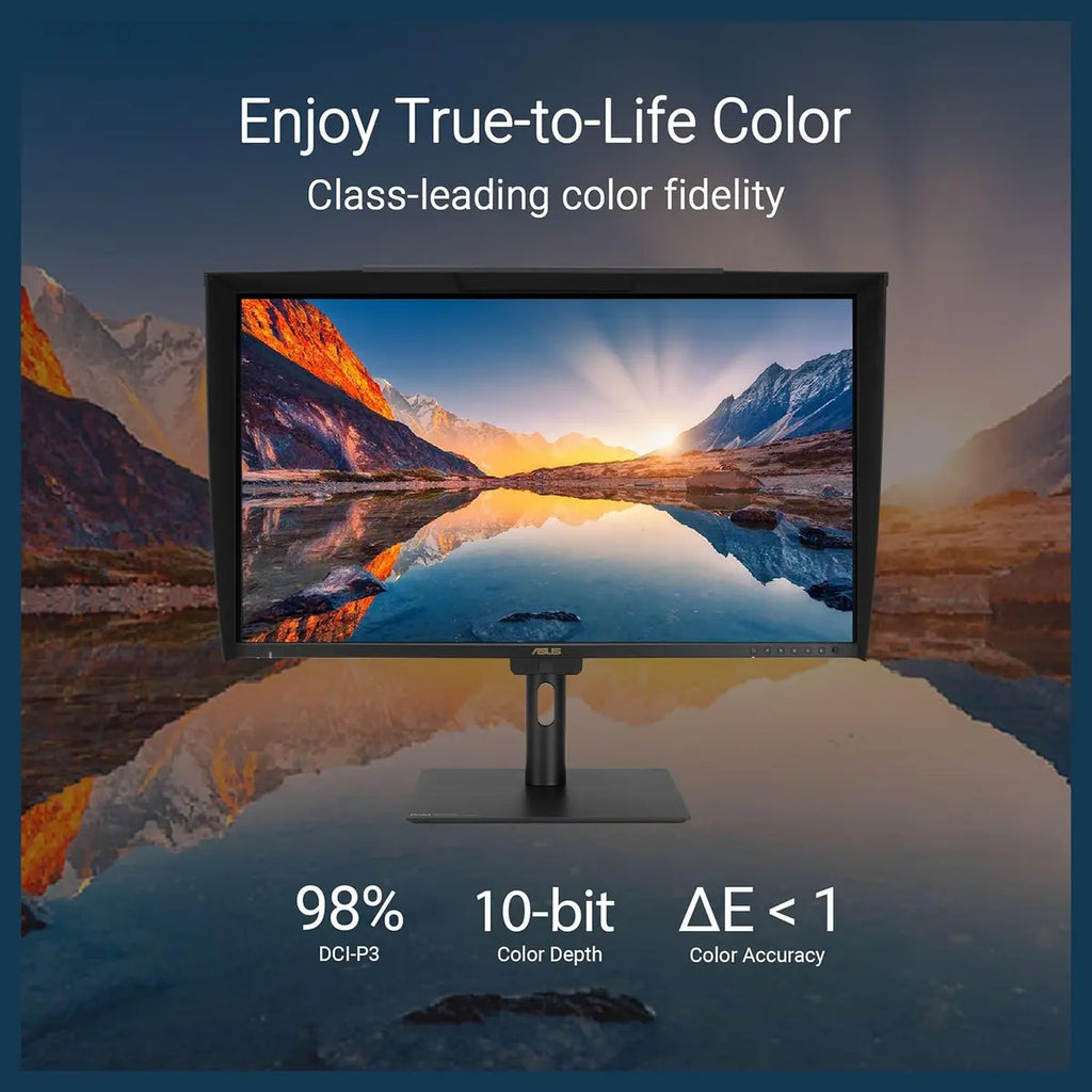 Asus ProArt Display PA32UCE Professional 4K Monitor, 31.5 Inch 3840 x 2160, IPS, HDR-10, 600nits, 98% DCI-P3, Delta E<1 Color Accuracy, LuxPixel AGLR, Light Sync, USB-C, DisplayPort, HDMI