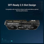 Asus Prime RTX 5080 OC Edition Graphics Card, 16GB GDDR7, PCIe 5.0, HDMI and DP 2.1, 2.5-Slot, Axial-Tech Fans, Vapor Chamber, Dual BIOS, SFF-Ready, PRIME-RTX5080-O16G