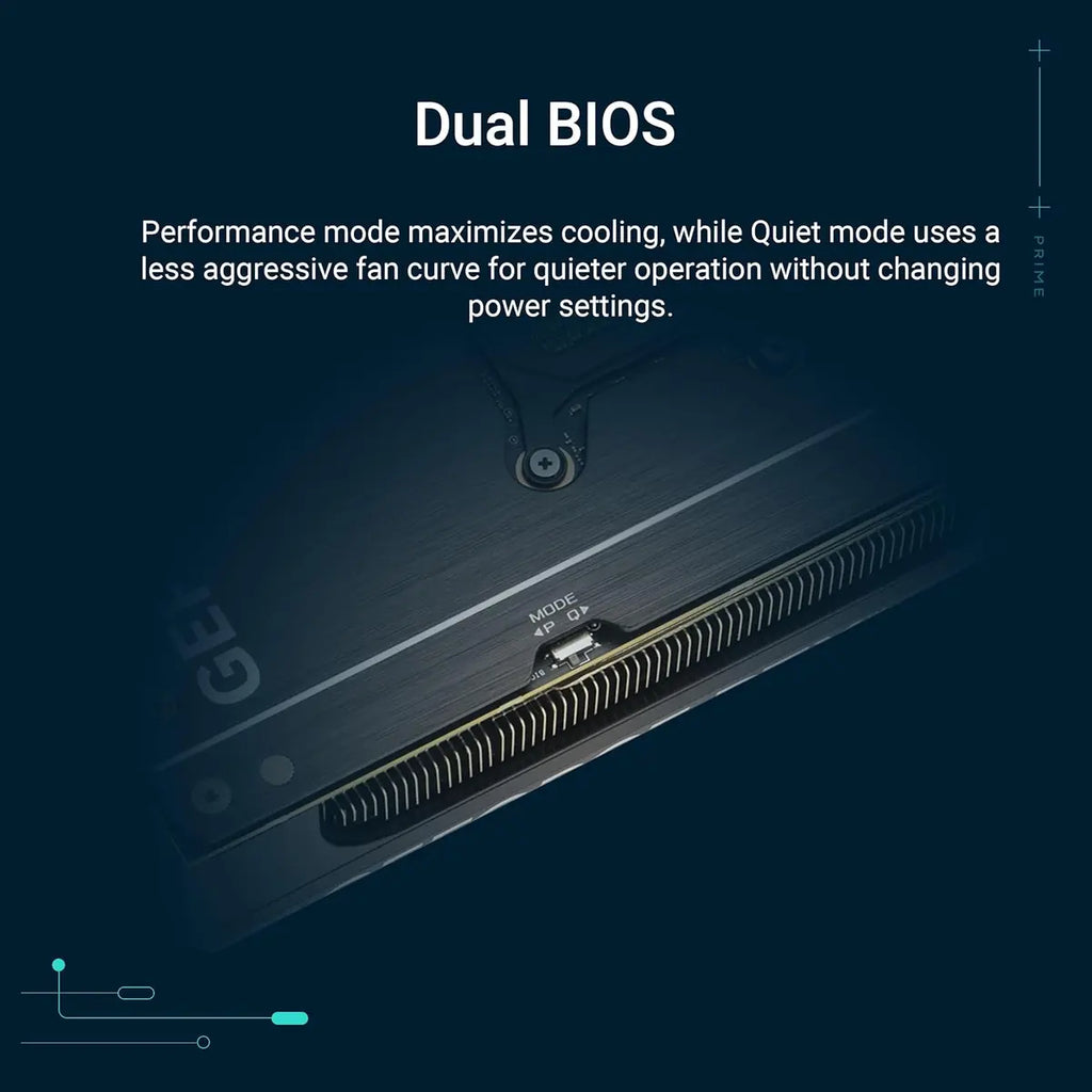 Asus Prime RTX 5080 OC Edition Graphics Card, 16GB GDDR7, PCIe 5.0, HDMI and DP 2.1, 2.5-Slot, Axial-Tech Fans, Vapor Chamber, Dual BIOS, SFF-Ready, PRIME-RTX5080-O16G