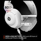 SteelSeries Arctis Nova 5 Multi-System Wireless Gaming Headset, Neodymium Magnetic Drivers, 100 Plus Audio Presets, 60HR Battery, 2.4GHz or Bluetooth 5.3, Gen2.X Mic, White, 61671