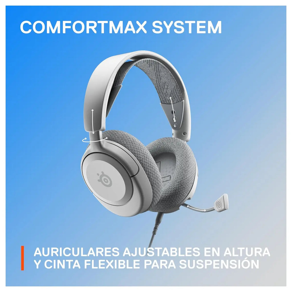 SteelSeries Arctis Nova 1P Multi-System Gaming Headset, Hi-Fi Drivers, 360 Degree Spatial Audio, Noise-Cancelling Mic, 3.5mm Jack, White, 61612
