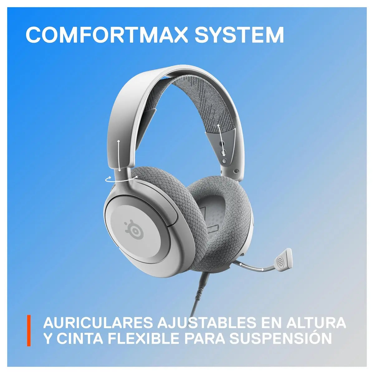 SteelSeries Arctis Nova 1P Multi-System Gaming Headset, Hi-Fi Drivers, 360 Degree Spatial Audio, Noise-Cancelling Mic, 3.5mm Jack, White, 61612