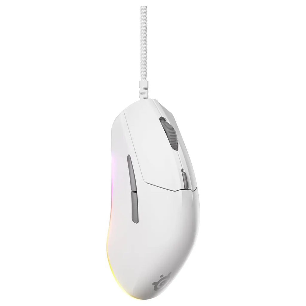 SteelSeries Rival 3 Gen 2 Gaming Mouse, TrueMove Core 8500 DPI Optical Sensor, 1.35ms Click Latency, 60 Million Click Durability, 77g Lightweight, 3-Zone RGB, White 62516