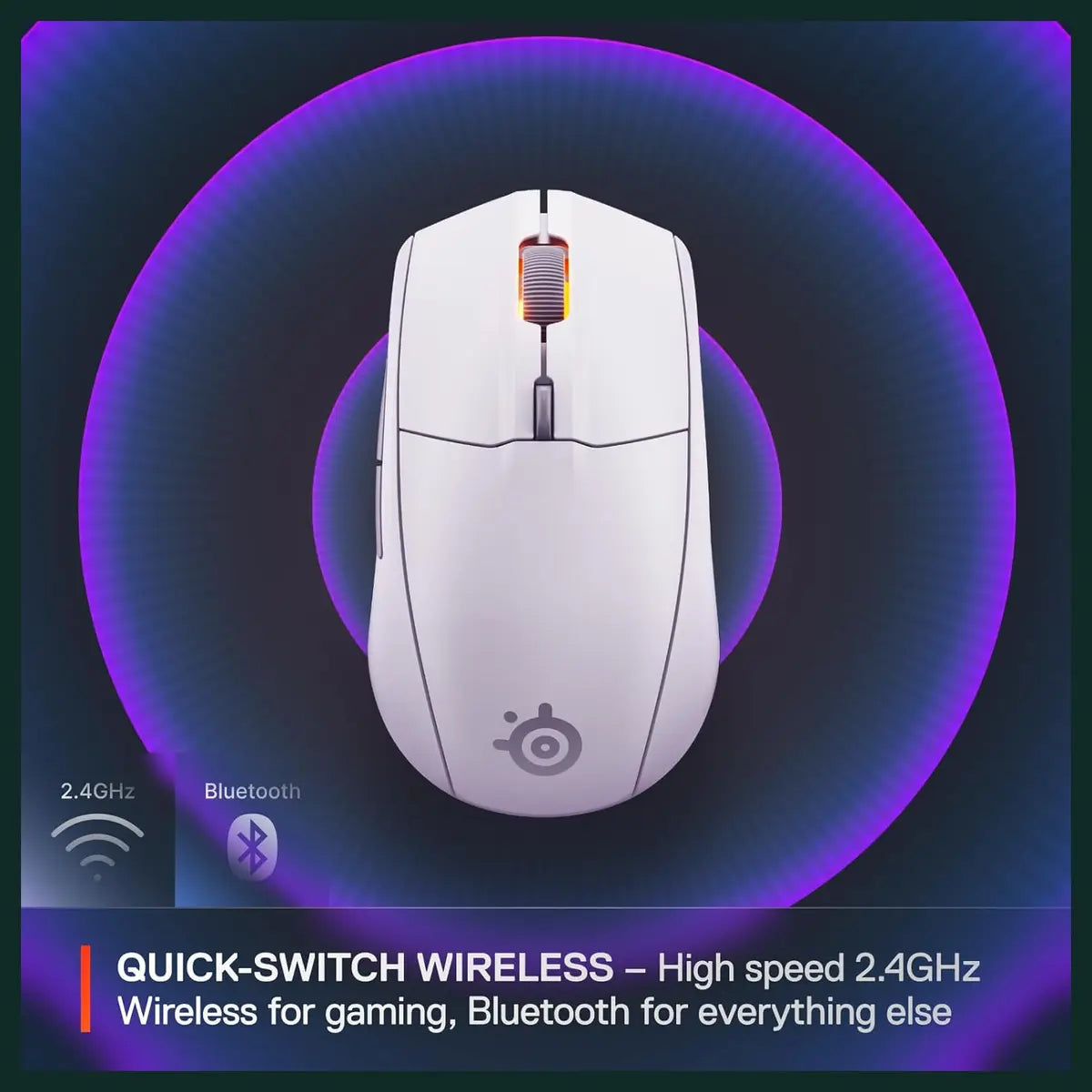 SteelSeries Rival 3 Wireless Gen 2 Gaming Mouse, 2.4GHz and Bluetooth, 18000 DPI TrueMove Air Optical Sensor, 60 Million Click Durability, 100% PTFE Feet, White 62524