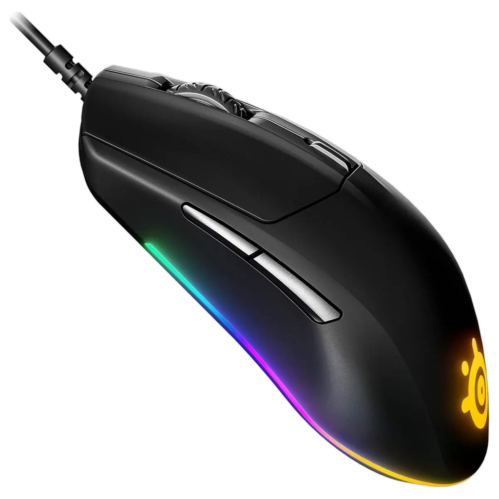 SteelSeries Rival 3 Gaming Mouse, TrueMove Core Optical Sensor 8500 CPI 300 IPS 35g, 60 Million Click Mechanical Switches, 3-Zone Prism Lighting, Wired, Black, 62513
