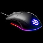 SteelSeries Rival 3 Gaming Mouse, TrueMove Core Optical Sensor 8500 CPI 300 IPS 35g, 60 Million Click Mechanical Switches, 3-Zone Prism Lighting, Wired, Black, 62513