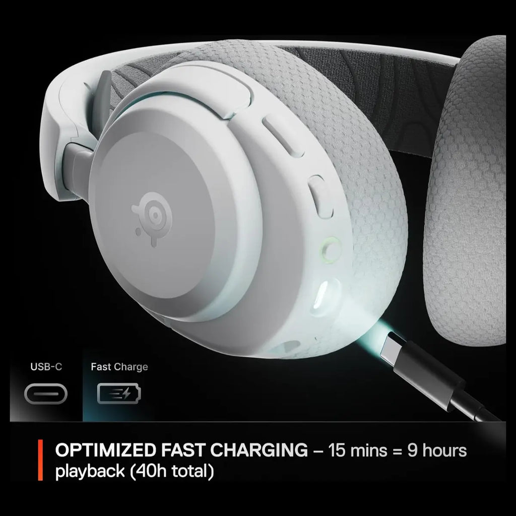 SteelSeries Arctis Nova 3P Wireless Gaming Headset, Mobile App Control, 40HR Battery With Fast Charging, 2.4GHz and Bluetooth, For PlayStation PC and Switch, White 61687
