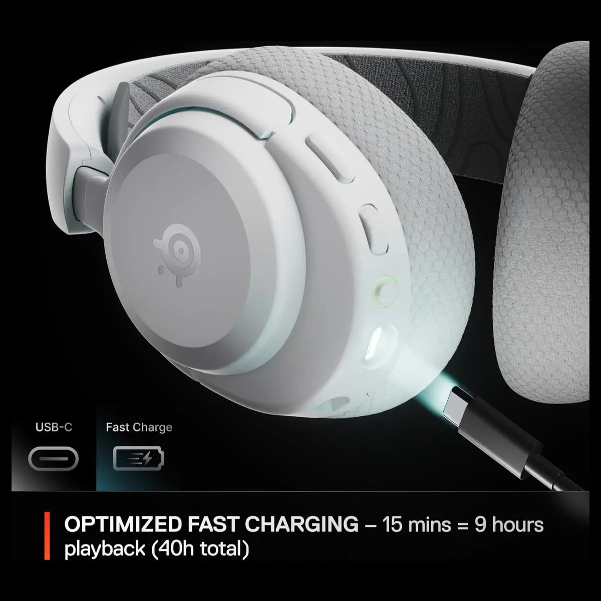 SteelSeries Arctis Nova 3P Wireless Gaming Headset, Mobile App Control, 40HR Battery With Fast Charging, 2.4GHz and Bluetooth, For PlayStation PC and Switch, White 61687