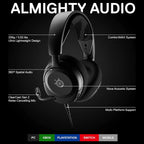 SteelSeries Arctis Nova 1 Gaming Headphones, Wired, Sealed Type, 40mm Audio Driver, Spatial Audio, AI Noise Canceling Bi-Directional Microphone, Black 61606