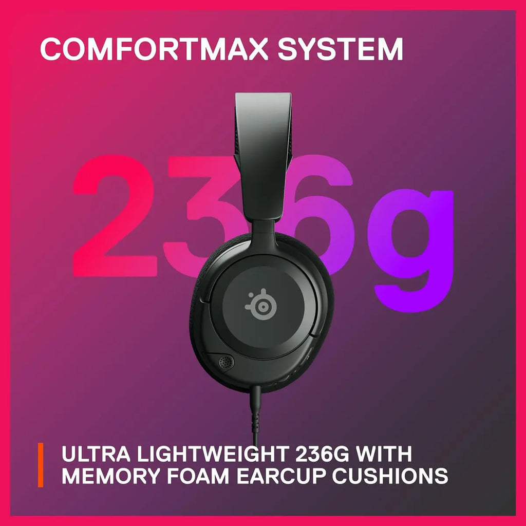 SteelSeries Arctis Nova 1 Gaming Headphones, Wired, Sealed Type, 40mm Audio Driver, Spatial Audio, AI Noise Canceling Bi-Directional Microphone, Black 61606