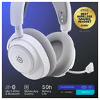 SteelSeries Arctis Nova 7P Wireless Gen 2 Gaming Headset, Real-Time App Control, 50+Hr Battery, Neodymium Magnetic Drivers, 2.4GHz and Bluetooth, USB-C Dongle, White 61745