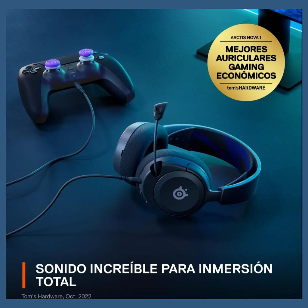 SteelSeries Arctis Nova 1P Multi-System Gaming Wired Headset, Hi-Fi Drivers, 360 Spatial Audio, Noise-Cancelling Mic, 3.5mm Jack, PS5/PS4, PC, Xbox, Switch, Black 61611