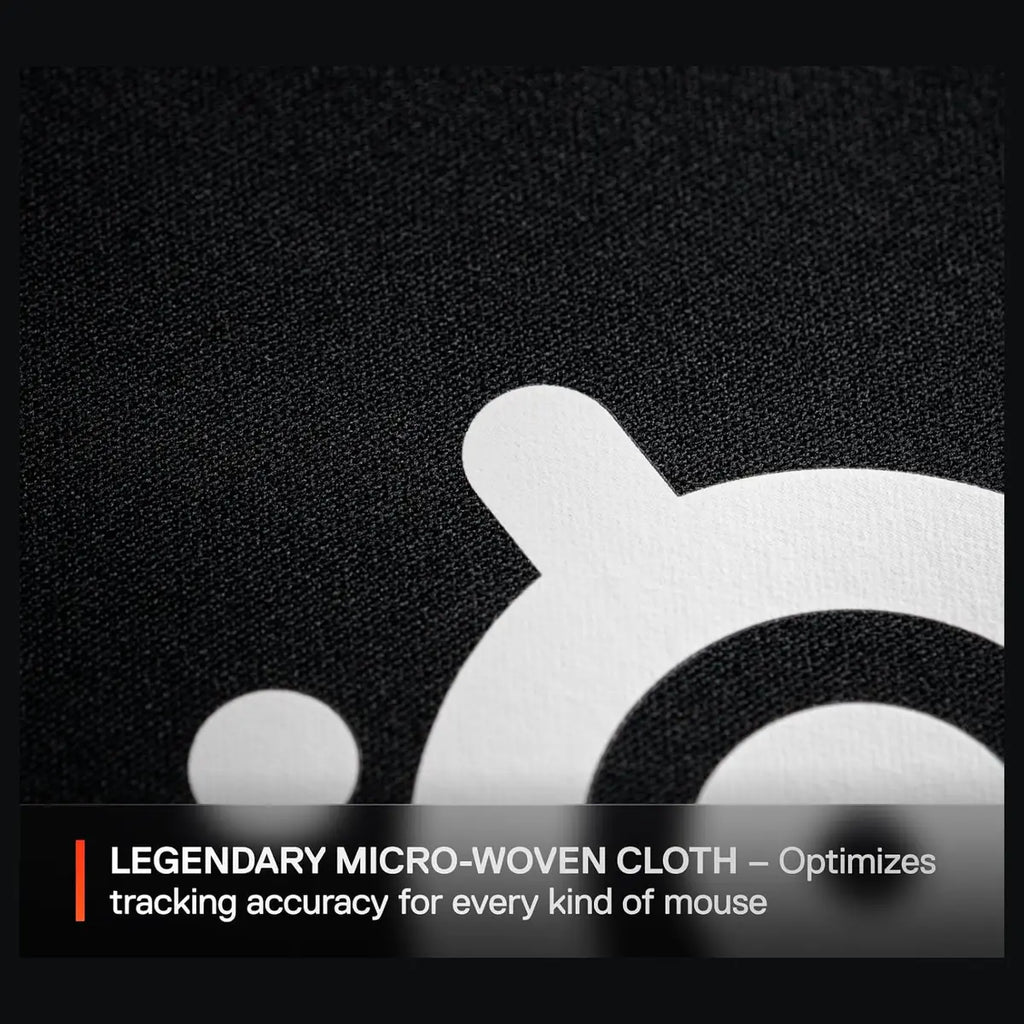 SteelSeries QcK Medium Gaming Mousepad, Micro-Woven Cloth Surface, Non-Slip Rubber Base, Optimized for Optical and Laser Sensors, 320mm x 270mm x 2mm, Black 63004