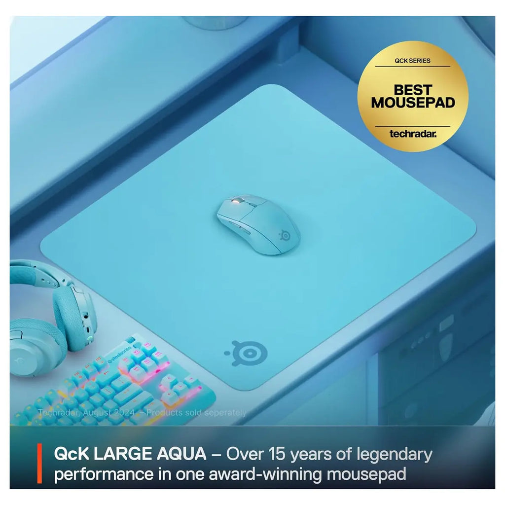 SteelSeries QcK Cloth Gaming Mouse Pad, Exclusive Micro-Woven Surface, Optimized for Gaming Sensors, Maximum Control, Large, Aqua 63462