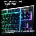 SteelSeries Apex 3 TKL RGB Gaming Keyboard, Tenkeyless Compact Form Factor, 8-Zone RGB Illumination, IP32 Water and Dust Resistant, Whisper Quiet Gaming Switch, Gaming Grade Anti-Ghosting, Black 64831