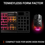 SteelSeries Apex 3 TKL RGB Gaming Keyboard, Tenkeyless Compact Form Factor, 8-Zone RGB Illumination, IP32 Water and Dust Resistant, Whisper Quiet Gaming Switch, Gaming Grade Anti-Ghosting, Black 64831