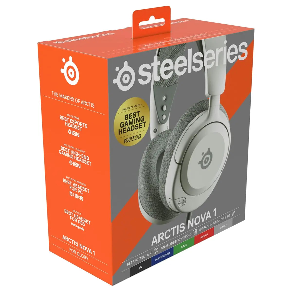 SteelSeries Arctis Nova 1 Multi-System Gaming Headset, Hi-Fi Drivers, 360 Degree Spatial Audio, AI-Powered Noise-Cancelling Mic, 3.5mm Jack, White 61607