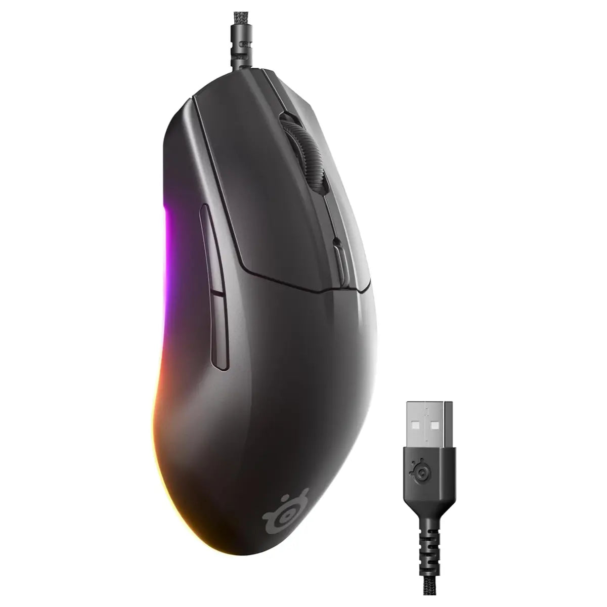 SteelSeries Rival 3 Gen 2 Gaming Mouse, TrueMove Core 8500 DPI Optical Sensor, 1.35ms Click Latency, 60 Million Click Durability, 77g Lightweight, 3-Zone RGB, Black 62515