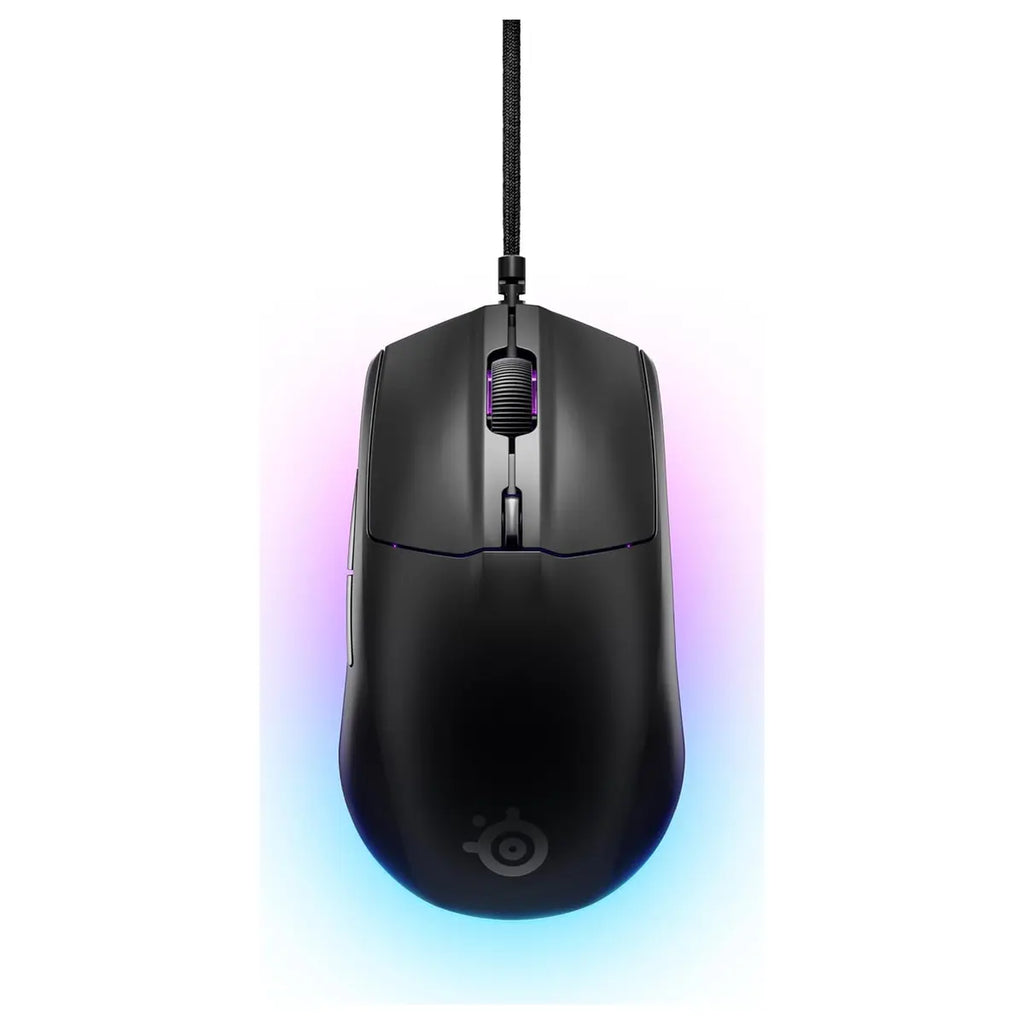 SteelSeries Rival 3 Gen 2 Gaming Mouse, TrueMove Core 8500 DPI Optical Sensor, 1.35ms Click Latency, 60 Million Click Durability, 77g Lightweight, 3-Zone RGB, Black 62515