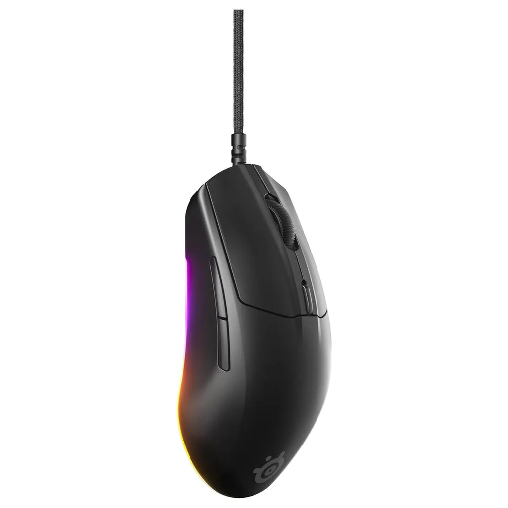 SteelSeries Rival 3 Gen 2 Gaming Mouse, TrueMove Core 8500 DPI Optical Sensor, 1.35ms Click Latency, 60 Million Click Durability, 77g Lightweight, 3-Zone RGB, Black 62515
