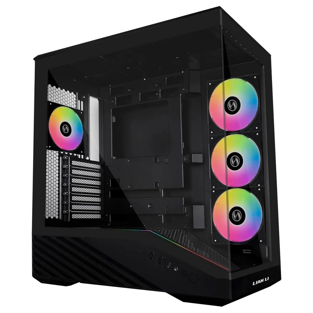Lian Li Vector V100R ATX Mid-Tower PC Case, 4x120mm ARGB PWM Fans, LED RGB Strip, Tempered Glass Display Platform, 415mm GPU Support, 360mm Radiator Support, Black, V100RX