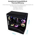 Lian Li Vector V100R ATX Mid-Tower PC Case, 4x120mm ARGB PWM Fans, LED RGB Strip, Tempered Glass Display Platform, 415mm GPU Support, 360mm Radiator Support, Black, V100RX