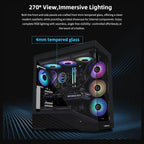 Lian Li Vector V100R ATX Mid-Tower PC Case, 4x120mm ARGB PWM Fans, LED RGB Strip, Tempered Glass Display Platform, 415mm GPU Support, 360mm Radiator Support, Black, V100RX