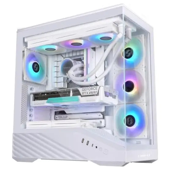 Lian Li V100R ATX Mid-Tower PC Case, 4x120mm ARGB PWM Fans, LED RGB Strip, Tempered Glass, 420mm GPU Support, White V100RW