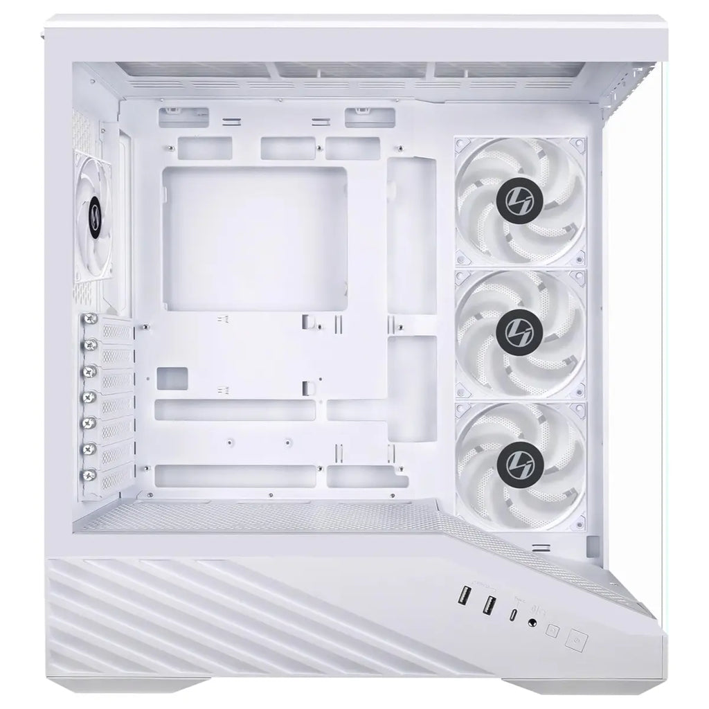 Lian Li V100R ATX Mid-Tower PC Case, 4x120mm ARGB PWM Fans, LED RGB Strip, Tempered Glass, 420mm GPU Support, White V100RW