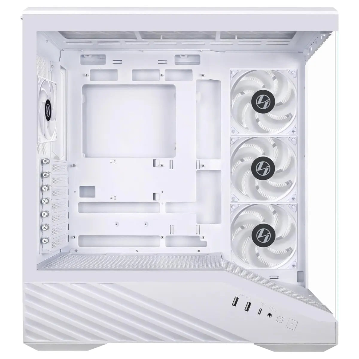 Lian Li V100R ATX Mid-Tower PC Case, 4x120mm ARGB PWM Fans, LED RGB Strip, Tempered Glass, 420mm GPU Support, White V100RW