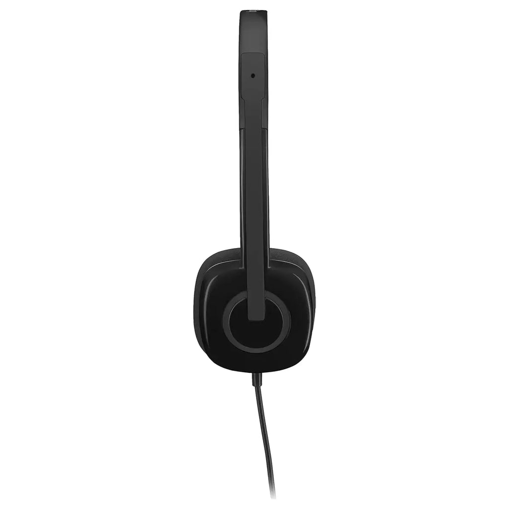 Logitech H151 Stereo Headset, 3.5mm Analog, Boom Microphone, In-Line Controls, Black