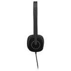 Logitech H151 Stereo Headset, 3.5mm Analog, Boom Microphone, In-Line Controls, Black