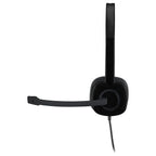 Logitech H151 Stereo Headset, 3.5mm Analog, Boom Microphone, In-Line Controls, Black