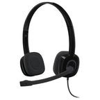 Logitech H151 Stereo Headset, 3.5mm Analog, Boom Microphone, In-Line Controls, Black