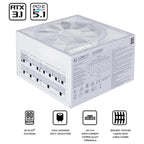 Lian Li SX1200P Platinum Compact ATX Form Factor 1200W Power Supply, ATX 3.1 and PCIE 5.1 Ready, 12V-2x6 Cable, Full Modular, 140mm Fan, White, SX1200P.W