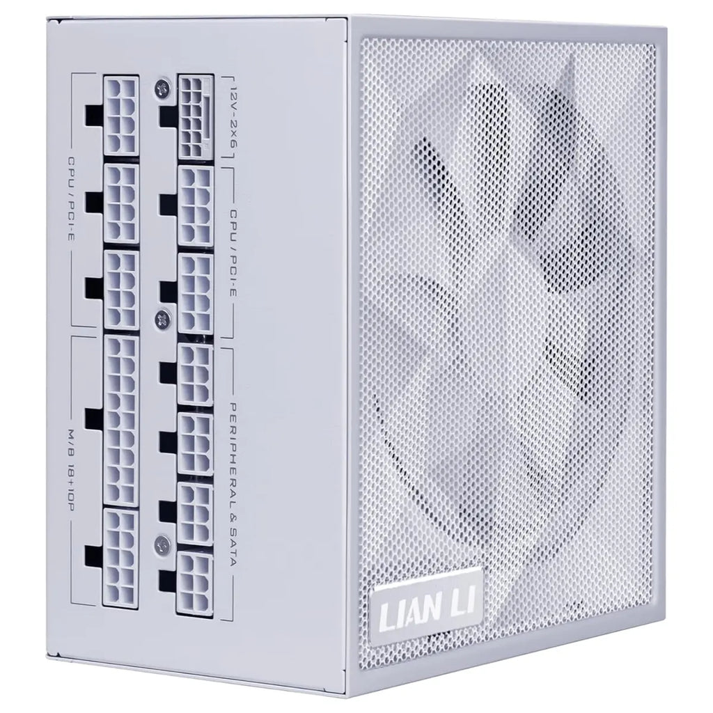 Lian Li SX1200P Platinum Compact ATX Form Factor 1200W Power Supply, ATX 3.1 and PCIE 5.1 Ready, 12V-2x6 Cable, Full Modular, 140mm Fan, White, SX1200P.W