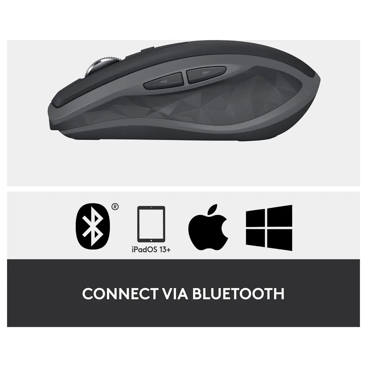 Logitech MX Anywhere 2S Bluetooth Edition Compact Wireless Mouse, Bluetooth Only, Darkfield Tracking Up To 4000 DPI, Hyper-Fast Scrolling, Rechargeable, Logitech Flow Up To 3 Computers, Graphite