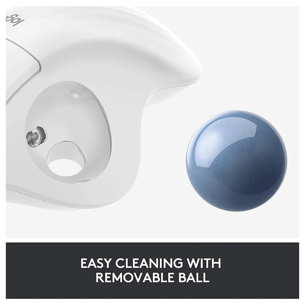 Logitech Ergo M575 Wireless Trackball Mouse, Bluetooth, Easy Thumb Control, Precision and Smooth Tracking, Ergonomic Comfort Design, Windows and Mac, Off White