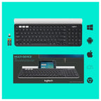 Logitech K780 Multi-Device Wireless Keyboard, USB Or Bluetooth Smart Wireless, Easy-Switch Up To 3 Devices, Full-Size With Number Pad, Integrated Phone And Tablet Stand, Speckles White