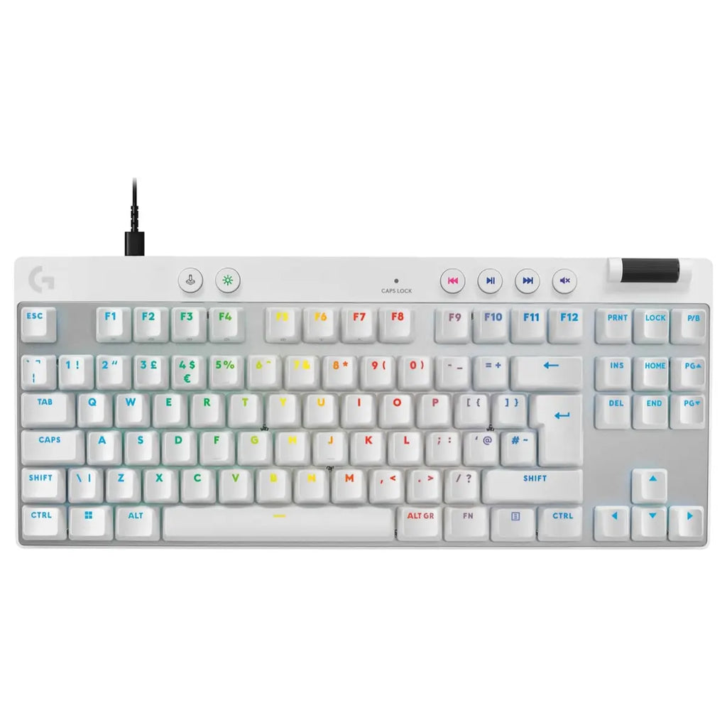 Logitech G Pro X TKL Rapid Gaming Keyboard, Wired, Magnetic Analog Switches, Quick Trigger Mode, Adjustable Power On and Off, Customizable RGB Lighting, White, 920-013242