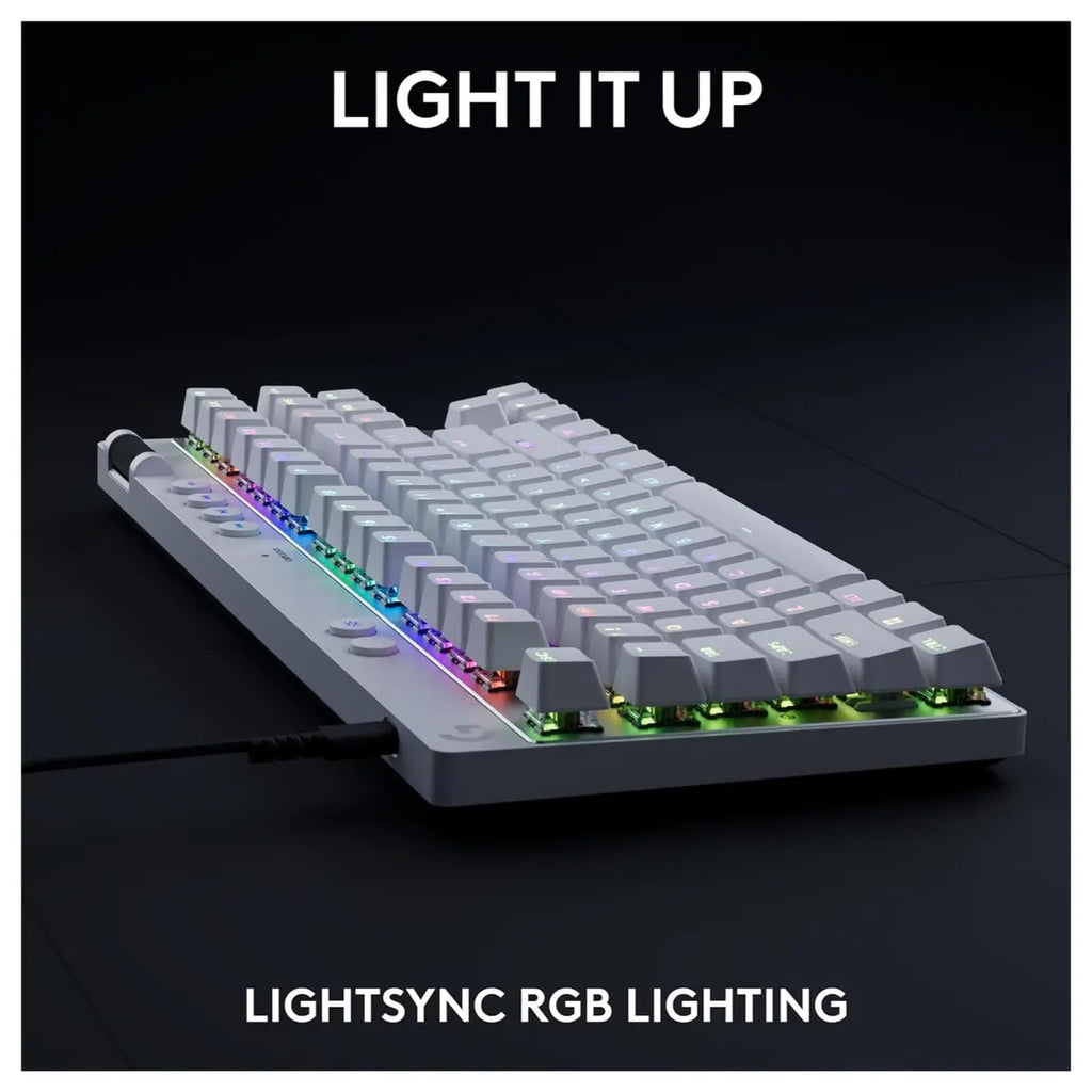 Logitech G Pro X TKL Rapid Gaming Keyboard, Wired, Magnetic Analog Switches, Quick Trigger Mode, Adjustable Power On and Off, Customizable RGB Lighting, White, 920-013242