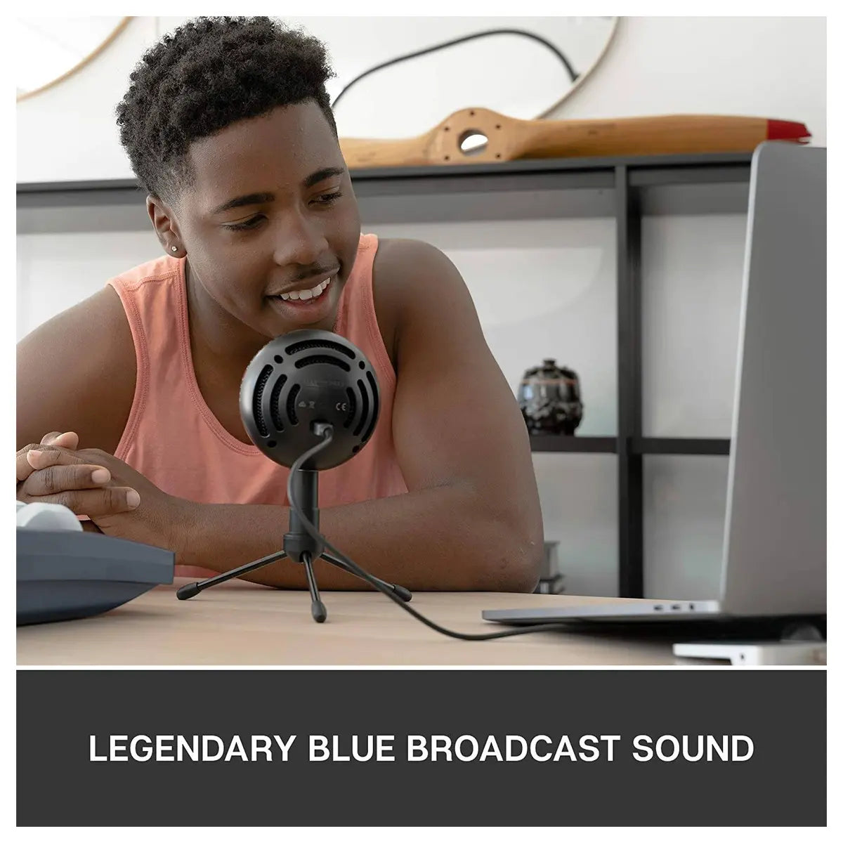 Logitech Blue Snowball Ice USB Microphone, 40-18kHz Frequency Response, Cardioid Polar Pattern, USB Cable, for Recording Streaming and Podcasting, Black, 988-000172