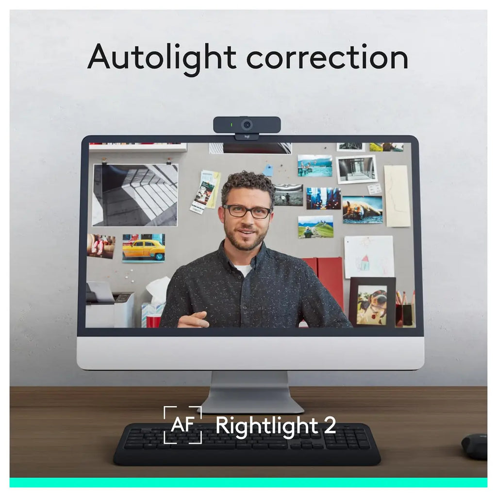 Logitech C925e Business Webcam, 1080p 30fps, 78 Degree FOV, Autofocus, RightLight 2, Dual Omnidirectional Mics, H.264, USB-A, Privacy Shutter, Black, 960-001076