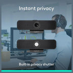 Logitech C925e Business Webcam, 1080p 30fps, 78 Degree FOV, Autofocus, RightLight 2, Dual Omnidirectional Mics, H.264, USB-A, Privacy Shutter, Black, 960-001076