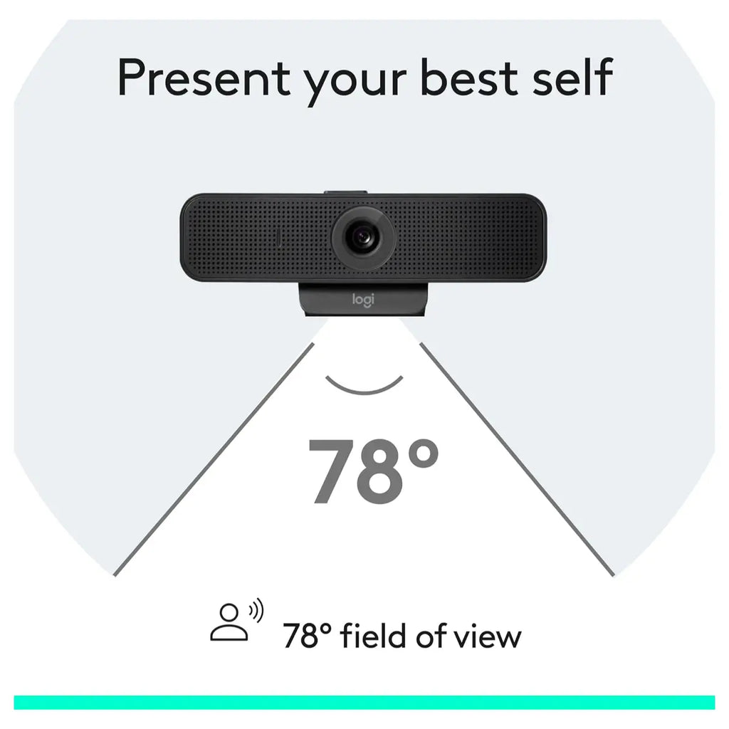 Logitech C925e Business Webcam, 1080p 30fps, 78 Degree FOV, Autofocus, RightLight 2, Dual Omnidirectional Mics, H.264, USB-A, Privacy Shutter, Black, 960-001076