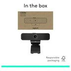 Logitech C925e Business Webcam, 1080p 30fps, 78 Degree FOV, Autofocus, RightLight 2, Dual Omnidirectional Mics, H.264, USB-A, Privacy Shutter, Black, 960-001076