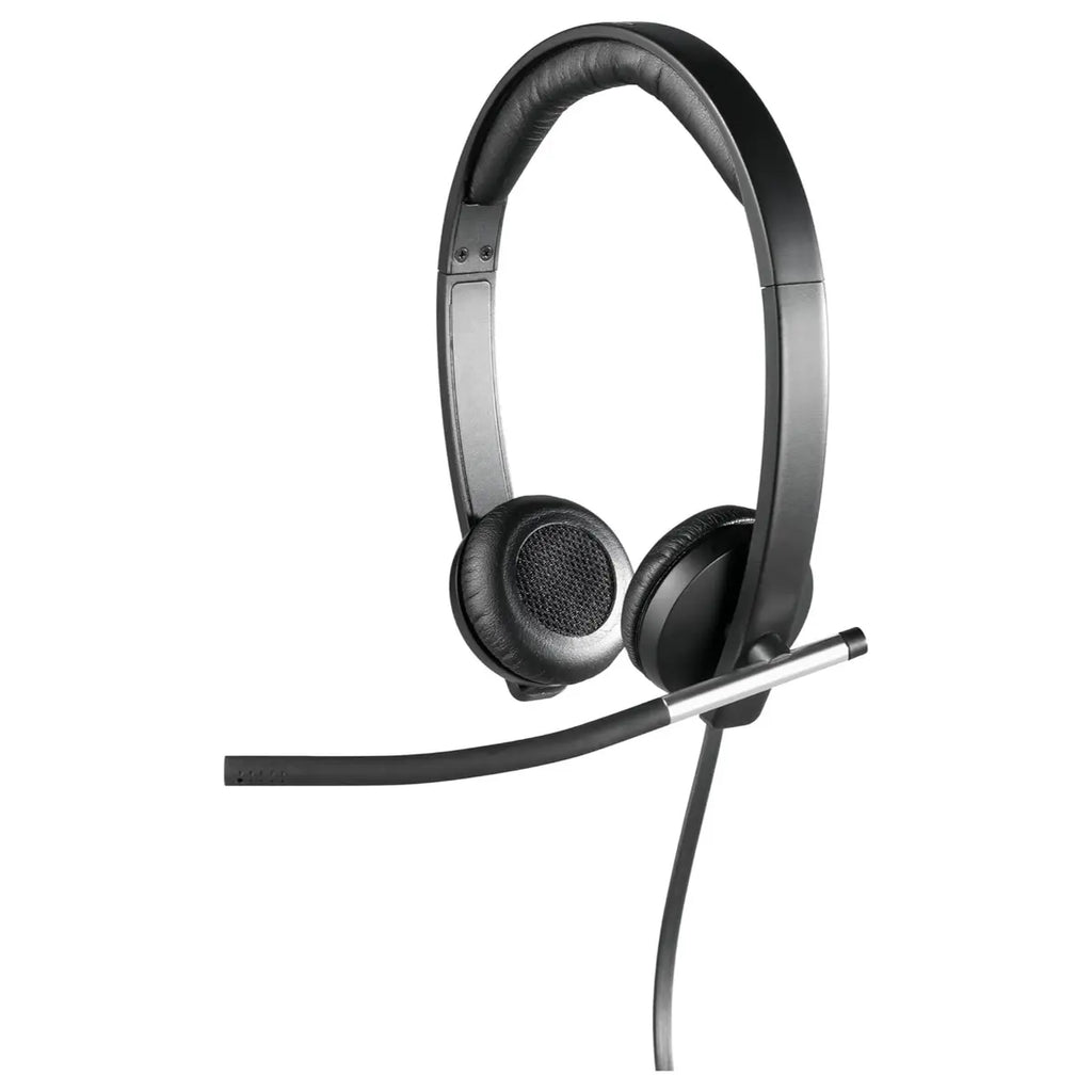 Logitech H650e Stereo Headphones, Wired USB, Built-In Controls and Indicator Light, Active Noise Cancellation, Over Ear, Black, 981-000519