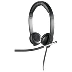 Logitech H650e Stereo Headphones, Wired USB, Built-In Controls and Indicator Light, Active Noise Cancellation, Over Ear, Black, 981-000519