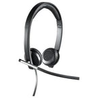 Logitech H650e Stereo Headphones, Wired USB, Built-In Controls and Indicator Light, Active Noise Cancellation, Over Ear, Black, 981-000519
